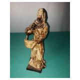 Vintage Paper Mache Woman Carrying Basket . 8 Inches