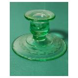 Green Depression Glass Candlestick Holders. UV REACTIVE.  2.25 Tall