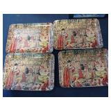 Decorative Storage Tin Collection with Medieval Scene Placemats