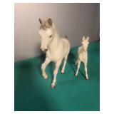 Breyer White Horse Family Figurines Alllabaster Arabian Stallion and Mare