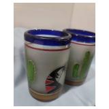 Handblown Mexican Southwestern Cactus Bird Shot Glasses