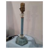 Vintage Mid Century Blue Glass Table Lamp