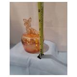 Vintage Jeannette Scottie Dog  Mirigold Carnival Glass Powder Jar