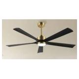 52 in. LED indoor Black and Gold Ceiling Fan