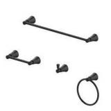 Glacier Bay Melina 4-Piece Bath Hardware Set with 24 in. Towel Bar, TP Holder, Towel Ring and Robe Hook in Matte Black