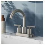 androme 4 in. Center set Double Handle Gooseneck Bathroom Faucet with Pop-Up Drain in Brushed Nickel