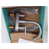 androme 4 in. Center set Double Handle Gooseneck Bathroom Faucet with Pop-Up Drain in Brushed Nickel