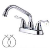 Phiestina Single-Handle Chrome Centerset 4 n. Utility Sink Laundry Faucet, with Rotatable Swivel Spout and Threaded End