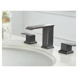 BWE 8 in. Waterfall Widespread 2-Handle Bathroom Faucet With Pop-up Drain Assembly in Spot Resist Oil Rubbed Bronze