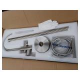 AKDY Stand Alone Tub Filler with Floor Mount Freestanding 45 in Tub Faucet Single Handle Brush Nickel Shower Easy Installation