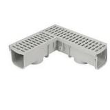 NDS 5 in. Pro Series Channel Drain 90 Degree Elbow and Grate Plastic Deep Profile, Light Gray
