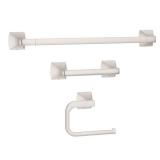 Bruxie 3-Piece Bath Hardware Set with 18 in Wall Mount Single Towel Bar, Paper Holder and Towel Ring in Brushed Nickel