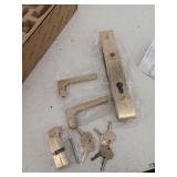 Baldwin Lakeshore Door Configuration 4 Keyed Entry Multi Point Trim Lever Set with Euro Profile Cylinder Below Handle, Brass