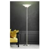 ARTIVA Classic Coordinates, 71 in. LED Torchiere Floor Lamp with Hammered Glass Shades, Brushed Steel, Dimmable