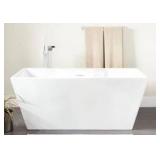 Hibiscus 67 Inch Rectangular Acrylic Soaking Tub with Integrated Drain, White, Retail $2,279.00