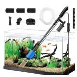 FOUSIUTIM 6-in-1 Electric Aquarium Gravel Cleaner  530GPH Powerful Fish Tank Vacuum with Sand Washer, Water Changer and Debris Remover, Quiet 32W Pump (Blue)