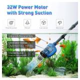 FOUSIUTIM 6-in-1 Electric Aquarium Gravel Cleaner  530GPH Powerful Fish Tank Vacuum with Sand Washer, Water Changer and Debris Remover, Quiet 32W Pump (Blue)