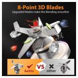 Aeitto Blender with 1500-Watt Motor, 68 Oz Large Capacity Blenders for Kitchen, Countertop Professional Blenders for Ice Crush, Frozen Drinks, Black