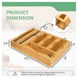 WHOMASS 6-in-1 Magnetic Bamboo Drawer Organizer for Food Bags and Wraps Adjustable Compartment Storage with Dispenser and Cutter Fits Gallon Quart Sandwich and Snack Sizes