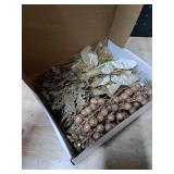 22 Pcs Champagne Christmas Poinsettia Artificial Flowers and Glitter Berries Stems Kit, Christmas Poinsettias Decorations and Christmas Tree Ornaments for Xmas Home Wedding Holiday Tree Decor