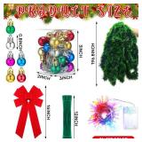 Wavwavw LED Christmas Car Spare Tire Decoration Make Your Own Truck Wreath 196.8 ft Tinsel Garland 24 Pcs Christmas Balls Ornaments Battery Operated Lights Outdoor Festive Accessory(Green)