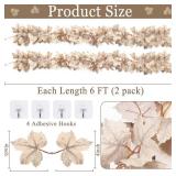 2 Pack 6 Ft Thanksgiving Decorations Fall Garland Maples Leaves Garlands Artificial Autumn Foliage Garlands Thanksgiving Garland for Home Farmhouse Porch Wedding Table Mantle Fireplace Party Christmas