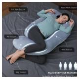 MOON PARK Pregnancy Pillows for Sleeping - 57 Inch U Shaped Full Body Maternity Pillow with Removable Cover - Support for Back, Legs, Belly, Hips - Pregnancy Pillow for Women - Grey