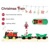 Electric Train Set for Wooden Tracks, Battery Powered Trains Toy with Lights and Sounds for Toddlers, Motorized Train for Kids Compatible with Thomas and Friends, Brio, Chuggington