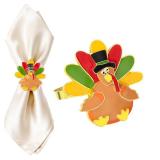 Halatool Thanksgiving Turkey Napkin Rings Set of 6 for Table Decorations, Alloy Fall Napkin Rings Dinner Tables Holders for Thanksgiving Weddings Holidays Gathering Dinner Party Decor