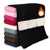 Aikuco Girls Fleece Lined Leggings Kids and Toddlers | Warm Thermal Winter Pants for Girls | 2-16 Years Black, Black, Black