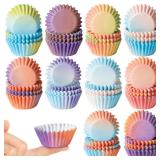 COcnny Mini Cupcake Paper Liner - 31pcs Gradient Pastel Baking Cups Muffin Cupcake Wrappers, Purple Blue Orange Cake Chocolate Candy Wrap Supplies for Birthday Wedding Baby Shower (10 Styles)