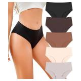 UNDER THE SEA Seamless Underwear for Women Plus Size Mid Rise Lingerie Brief Sexy No Show Panties Womens Cheeky 5 Pack XS-3XL