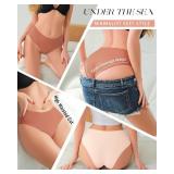 UNDER THE SEA Seamless Underwear for Women Plus Size Mid Rise Lingerie Brief Sexy No Show Panties Womens Cheeky 5 Pack XS-3XL