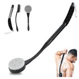 Back Scrubber for Shower,20.5\ Bath Brush Long Handle for Shower for Deep Clean,Back Brush for Shower for Men Women(Black)in