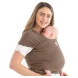 KeaBabies Baby Wrap Carrier - All in 1 Original Baby Carrier Newborn to Toddler Sling, Easy to Wear, Hands Free Bonding, Lightweight, Breathable Infant Wraps (Saddle Brown)