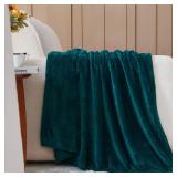 NEWCOSPLAY Super Soft Twin Blanket Dark Teal Premium Silky Flannel Fleece Leaves Pattern Lightweight Bed Blanket All Season Use (Dark Teal, Twin(60\x80\in))in