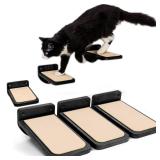 INICIO Cat Wall Stairs - Set of 3 Wall Steps for Cats to Climb with Fixtures, 8.7\x4.7\in - Floating Steps for Climbing or Playing - for Kittens and Adult Cats, Blackin
