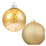 XmasExp 6in Large Christmas Ornaments Christmas Ball Ornaments Giant Tree Decoration Shatterproof Decorative Hanging Balls for Holiday Party Decor (Gold, 2pcs)