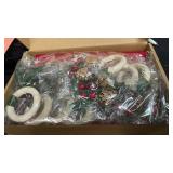 EBOOT 16 PCS Christmas Napkins and Ring Set 8 PCS Red Washable Napkins Cloth Fabric and 8 Christmas Rings Holder for Xmas Holiday Dinner Party Table Decoration(Pine Cone, Red Fruit)