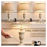 SAIWEYA 23\ Farmhouse Table Lamps Set of 2, 3 Way Dimmable Lamps with 2 LED Bulbs and Rocker Switch, Vintage Nightstand Lamp for Bedroom Living Room Office End Table Entryway, Whitein