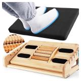 Woodever Foot Rest for Under Desk at Work, Bamboo Dual Side Footrest with Reflexology Massager Roller, 5 Heights Adjustable Foot Stool, Ergonomic Leg Support to Relieve Lumbar, Back, and Knee Pain