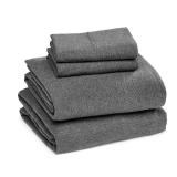 Amazon Basics 4 Piece Bed Sheet Set, 100percent Cotton Jersey, Includes Super Soft, Flat and Fitted Sheets, Pillowcase, Full, Dark Gray, Solid