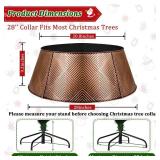 Brightever Christmas Tree Collar, 28 Metal Tree Skirt for Xmas Tree Decor, Bronze Christmas Trees Base Cover Waterproof, Christmas Tree Collars for Artificial and Real Trees, Easy to Assemble