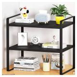 SIDIANBAN Desktop Organizer Shelf Office Storage Rack Computer Desk Bookshelf Adjustable Display Shelf for Office Supplies (Black)