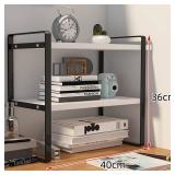 SIDIANBAN Desktop Organizer Shelf Office Storage Rack Computer Desk Bookshelf Adjustable Display Shelf for Office Supplies (Black)