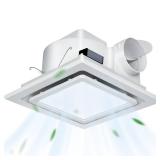 Gopper 12\ Ultra Quiet Bathroom Exhaust Fan with 6500K LED Light, 1.0 Sone 120 CFM, 10x10 Mount, 1500 LM Ceiling Ventilation Fan, Energy Efficientin