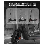 RidTianTek 9.5x2.50 Tubeless Tire 9.5 Inch with Live Glue Repairable for NIU KQi3ProMax Electric Scooter Accessories, Rear Front Wheel Replacement, Non-Slip, Shockproof, Self Repairing (2 Pack)