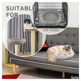 Enjoying Plush Cat Bed Mat, 15.75\ Round, Self Warming Dog Bed with Pillow, Puppy Kitty RelyingCurling Sleep Cushion, Warm Bed for Small to Medium Dogs Cats Rabbits, Antiskid Bottom, Mediumin