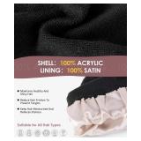 Womens Satin Lined Beanie Scarf Gloves Set, Silk Lined Winter Hats Long Knit Scarf Touchscreen Gloves, Fashionable Warm 3 in 1 Gift Set for Women Men(Pink)