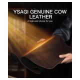 YSAGi Genuine Leather Desk Mat, 31.5\x15.8\in Office Desk Pad, Thick Premium Table Pad with Stitched Line, Non-Slip Laptop Writing Pad with Rubber Base (Dark Brown, 31.5\inx15.8\in)in